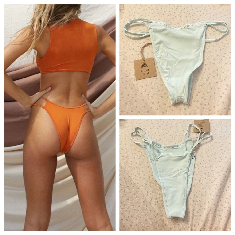 New! toast signature open side bottom blue glass nwt 28980